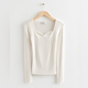 & Other Stories Fitted Sweetheart Neck Top - Cream - Size M